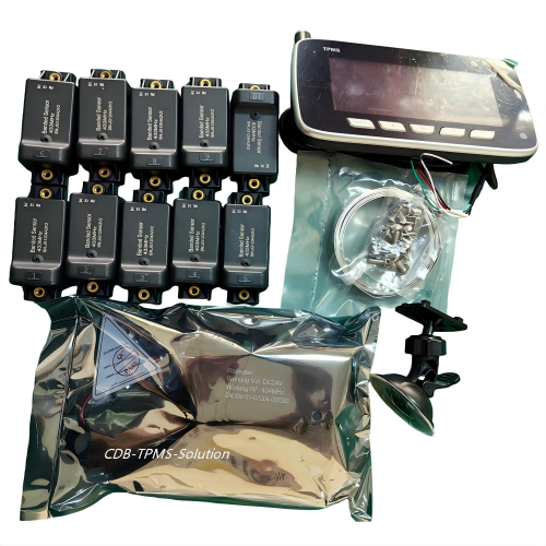 10-Wheel Commercial Vehicles Internal TPMS with Sensor Cradle Steel Band Kit large display receiver
