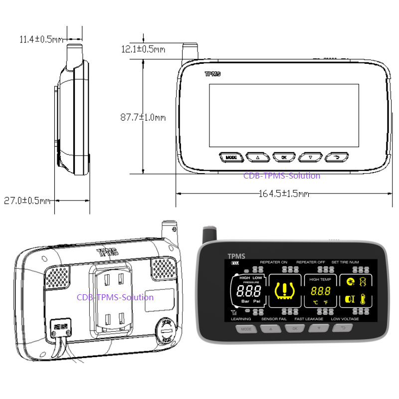 Truck Tractor Trailer Exchange Tire Pressure Monitoring System TPMS Max Support 46 Tyres Vehicles 
