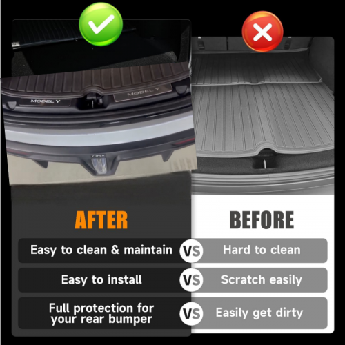 Upgrade Rear Bumper & Trunk Sill Cover Protector Bumper Guards Compatible with Tesla Model Y Juniper 2026 Refresh