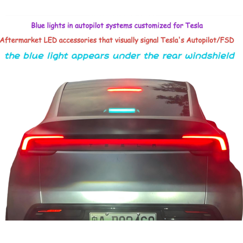Rear Windshield Intelligent Autopilot Smart Driving LED Blue Light for Tesla Cars